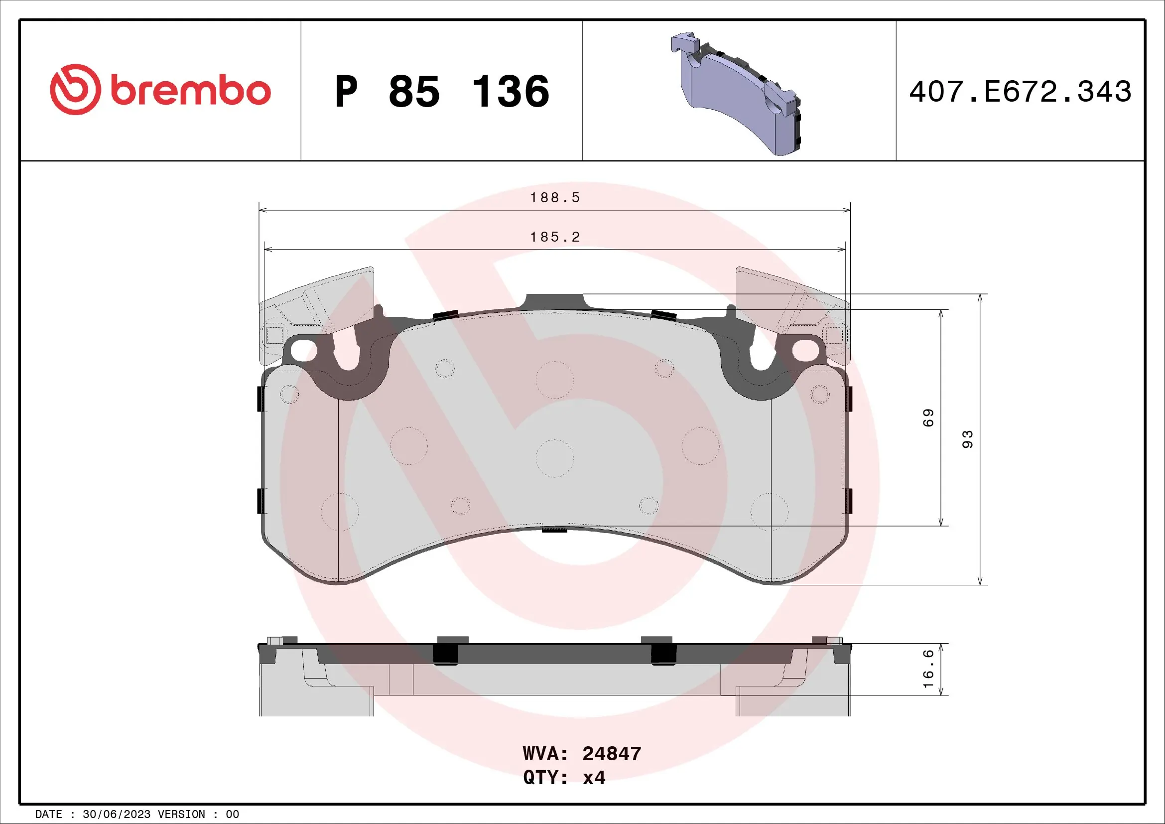 Brake Pad Set, disc brake PRIME LINE P 85 136