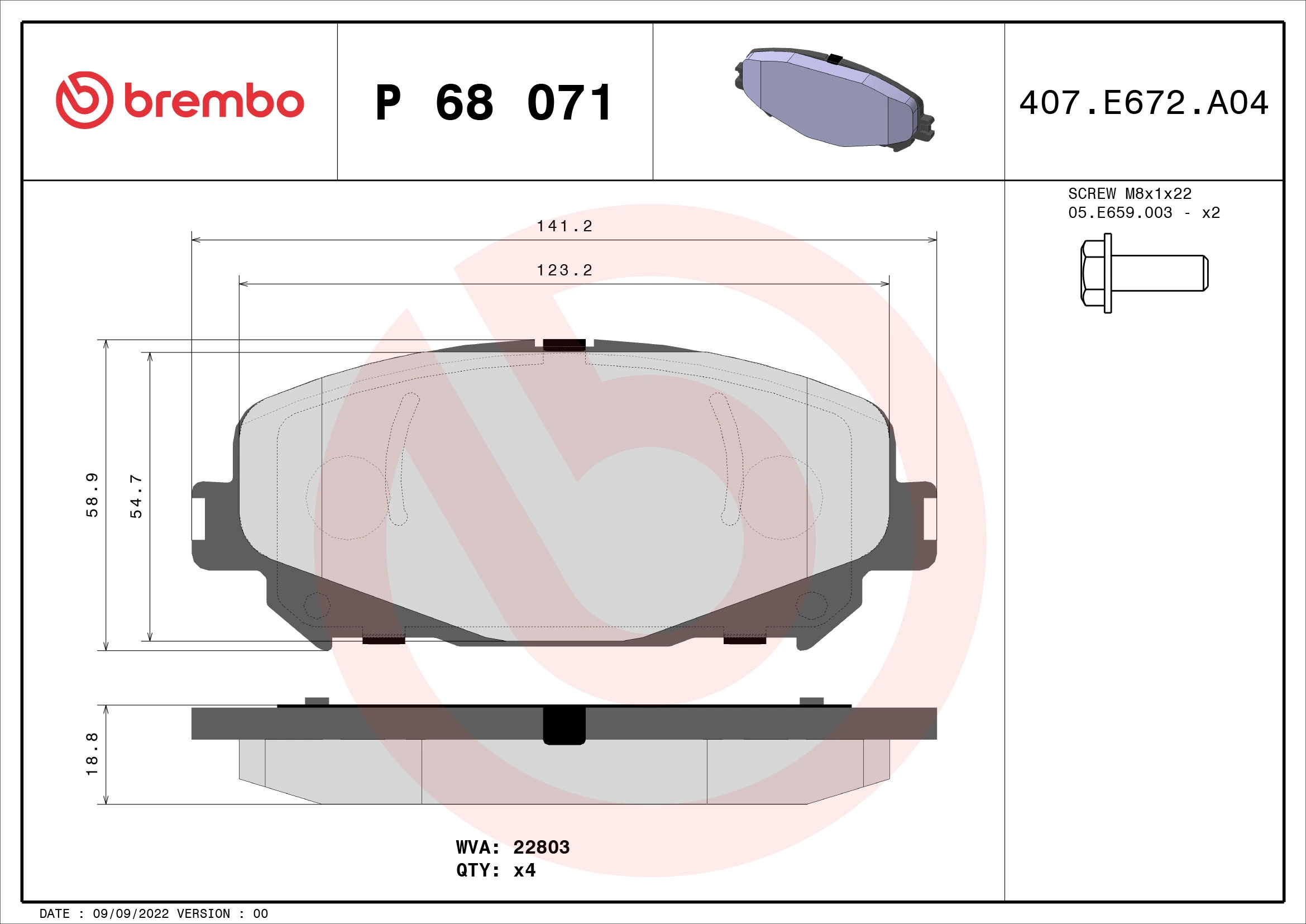 Brake Pad Set, disc brake PRIME LINE P 68 071