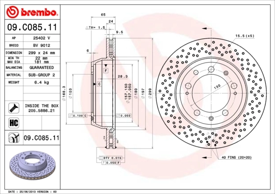 Brake Disc PRIME LINE - UV Coated 09.C085.11