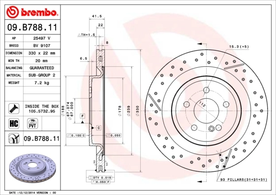 Brake Disc PRIME LINE - UV Coated 09.B788.11