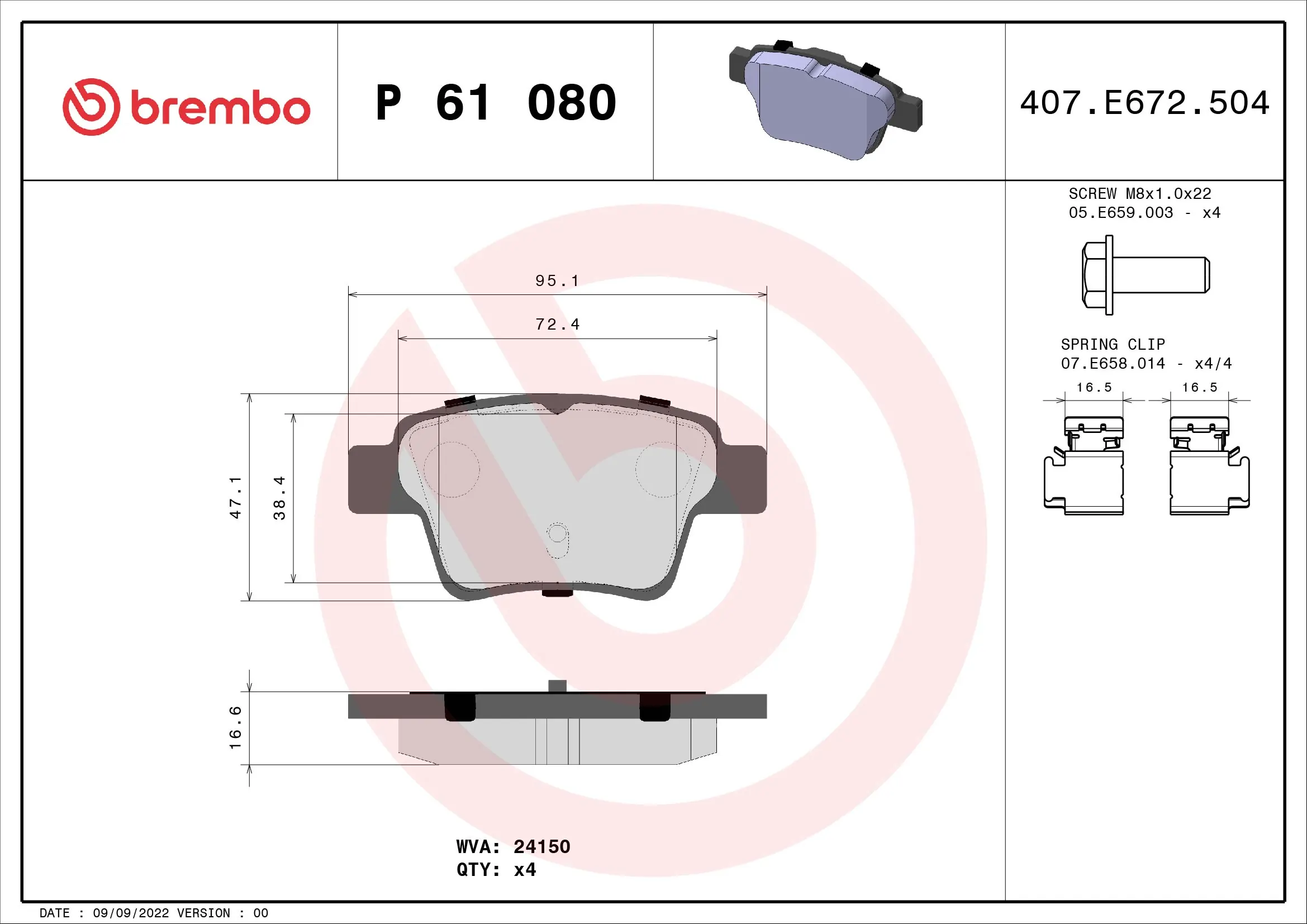 Brake Pad Set, disc brake PRIME LINE P 61 080