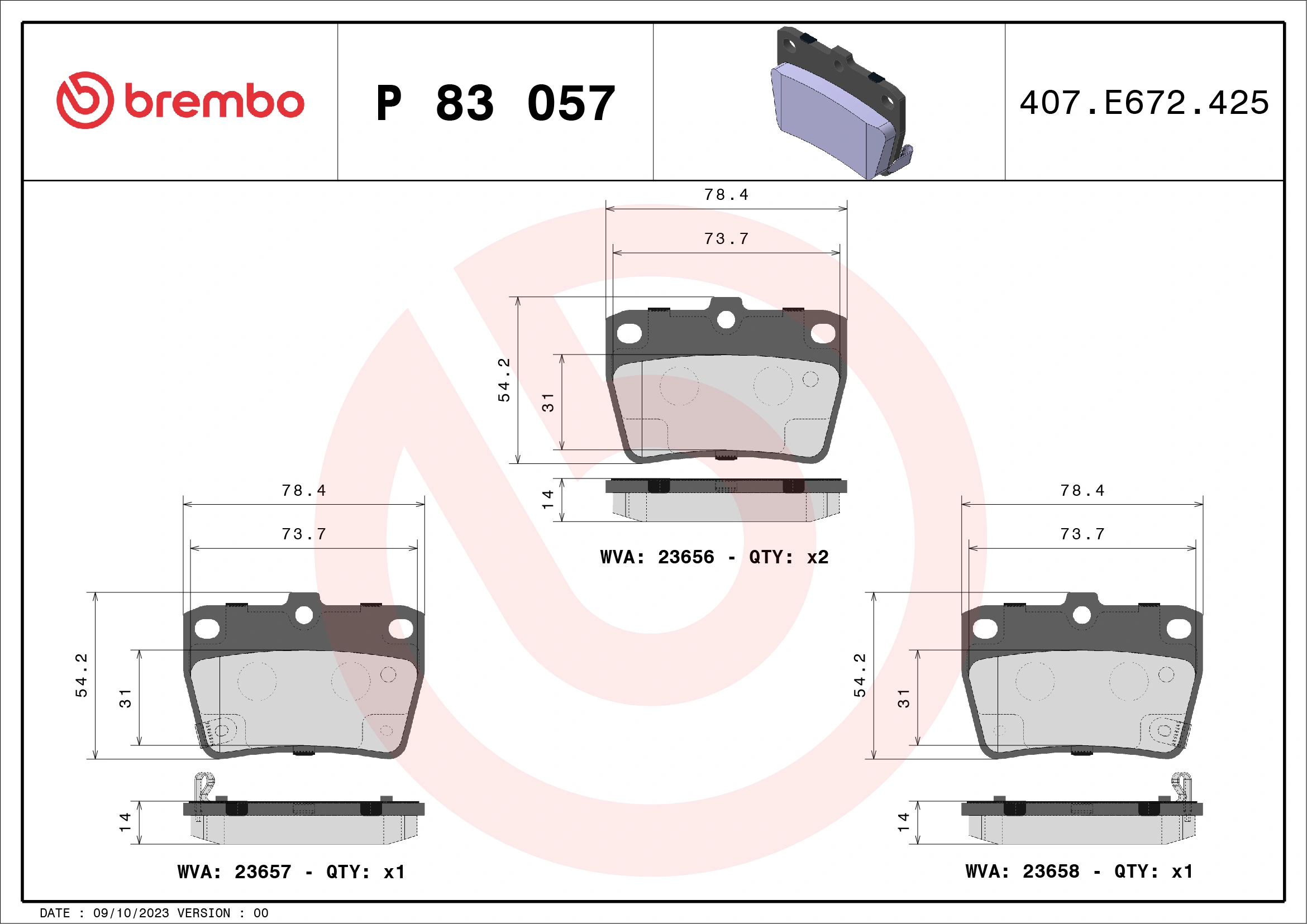 Brake Pad Set, disc brake PRIME LINE P 83 057