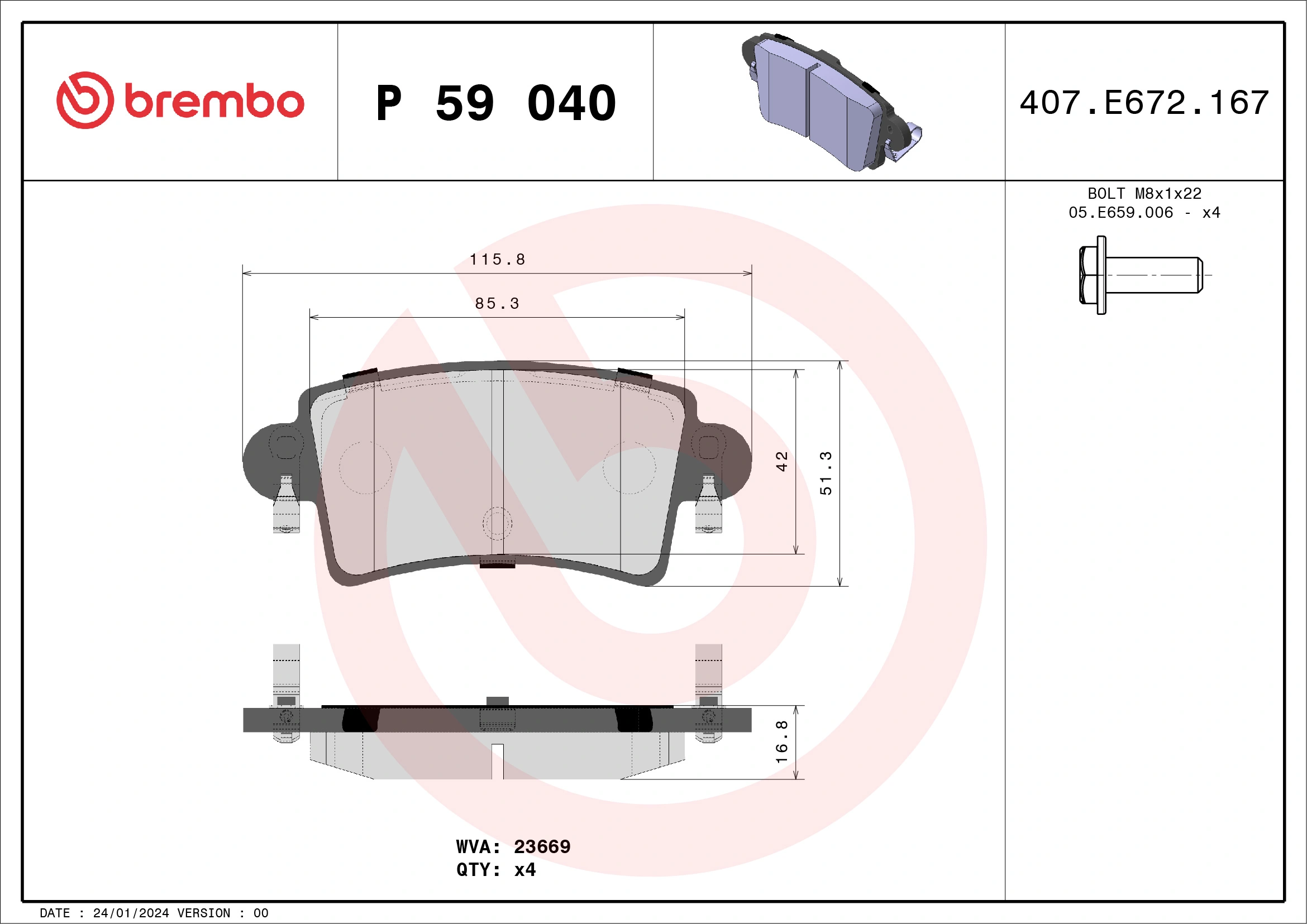 Brake Pad Set, disc brake PRIME LINE P 59 040