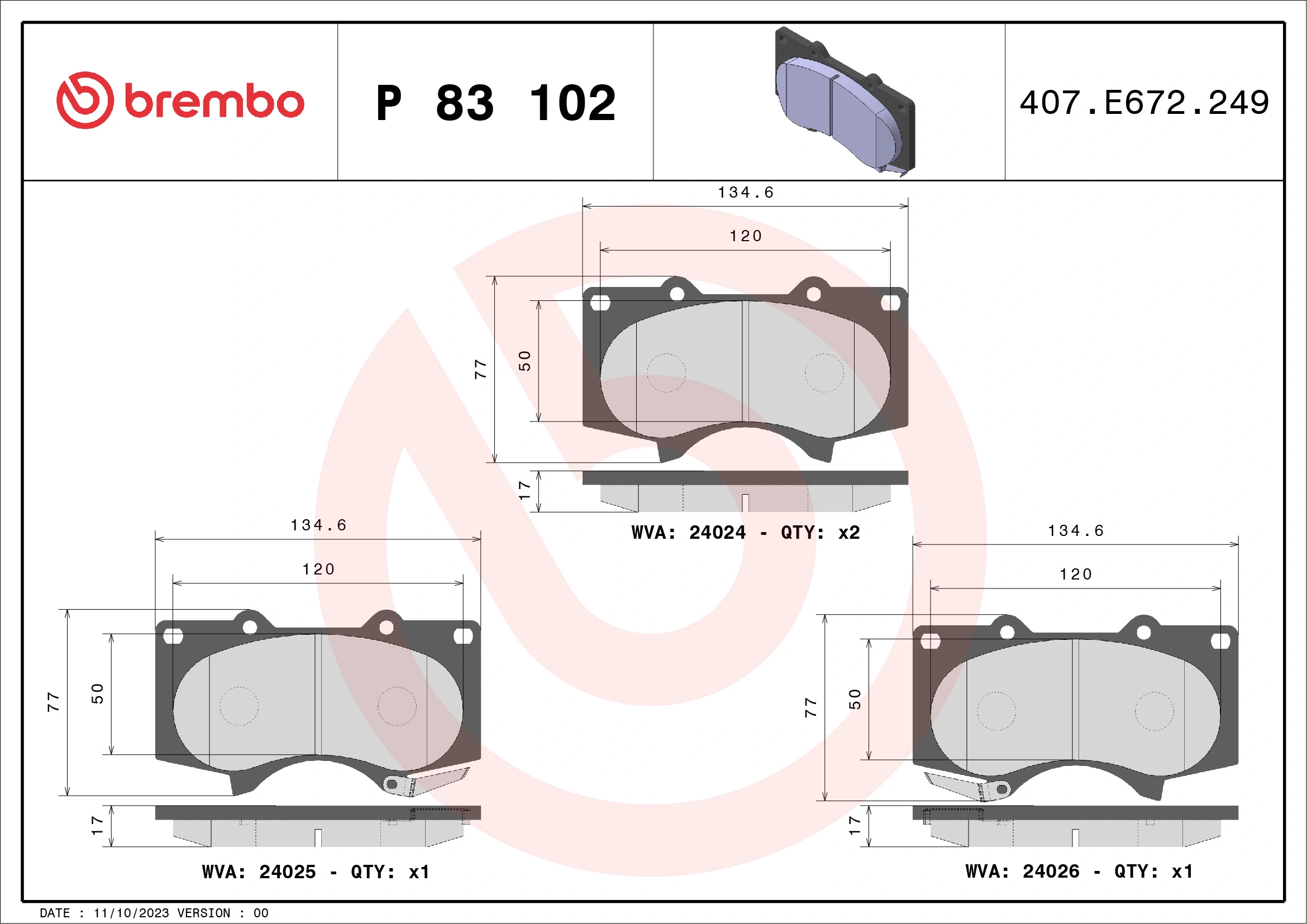 Brake Pad Set, disc brake PRIME LINE P 83 102