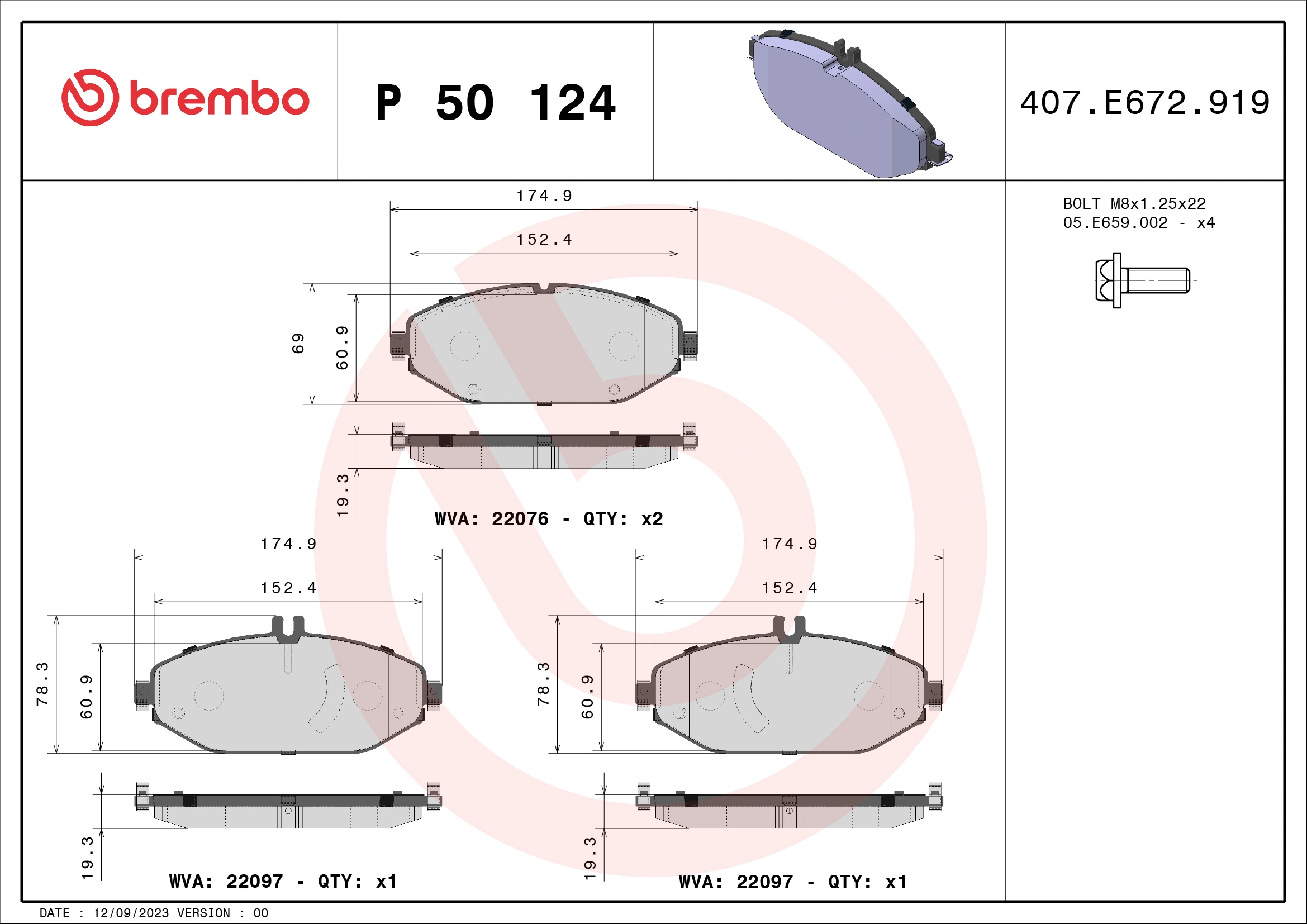 Brake Pad Set, disc brake PRIME LINE P 50 124