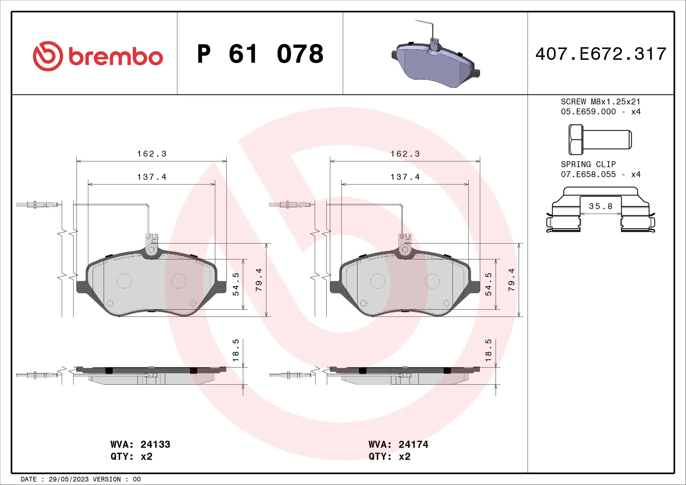 Brake Pad Set, disc brake PRIME LINE P 61 078