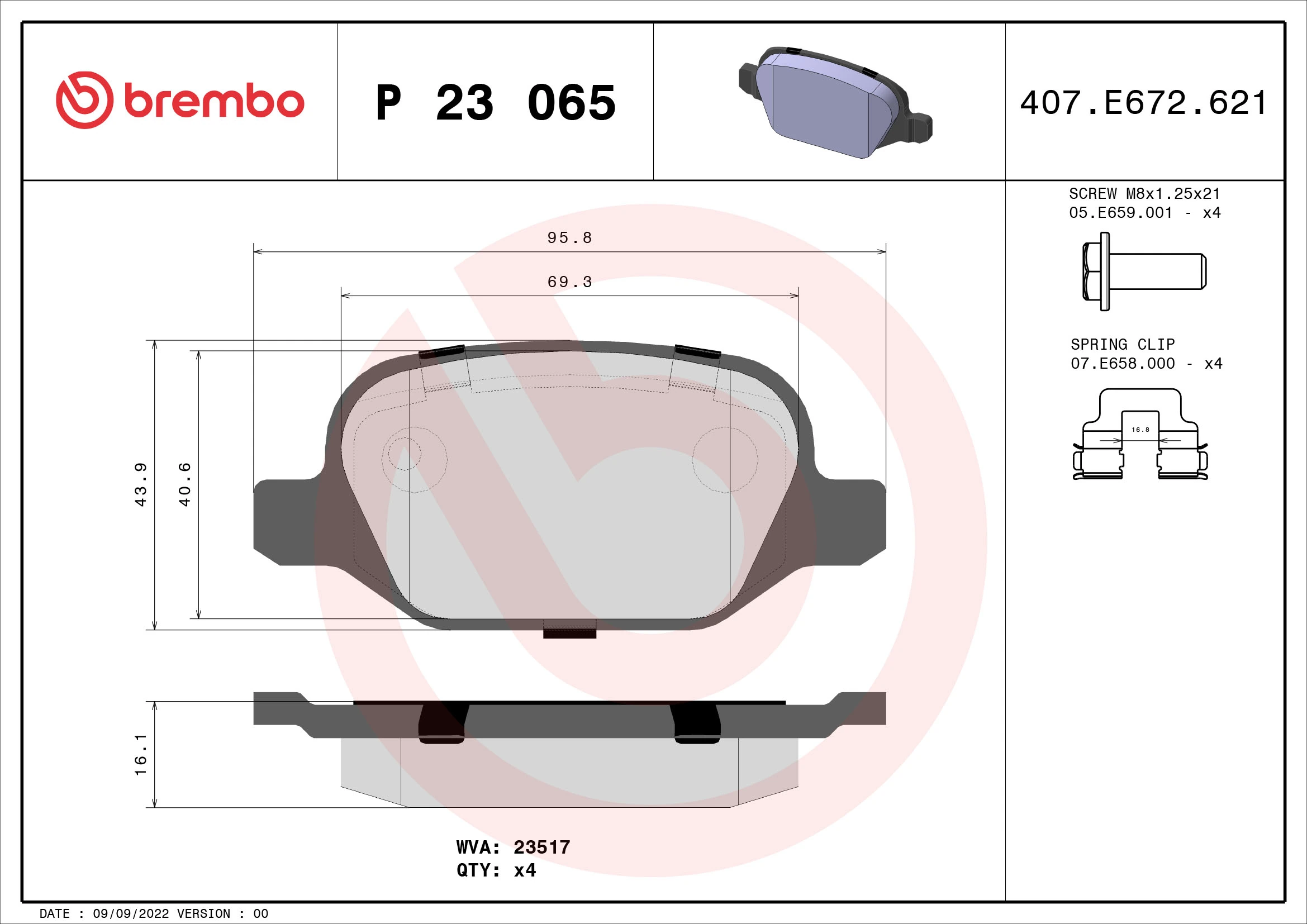 Brake Pad Set, disc brake PRIME LINE P 23 065