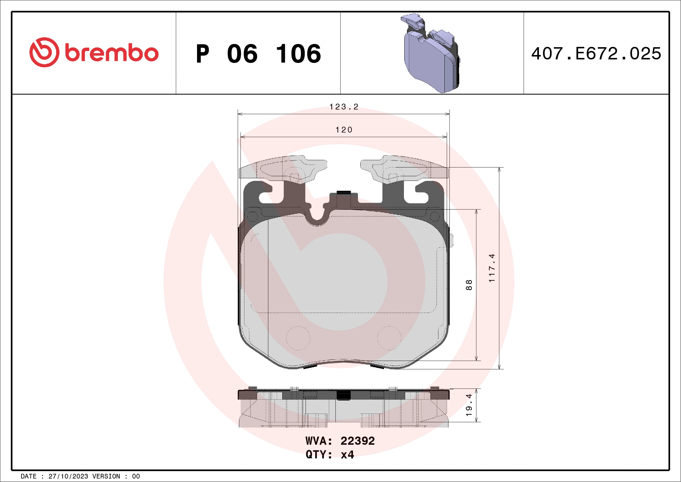 Brake Pad Set, disc brake PRIME LINE P 06 106