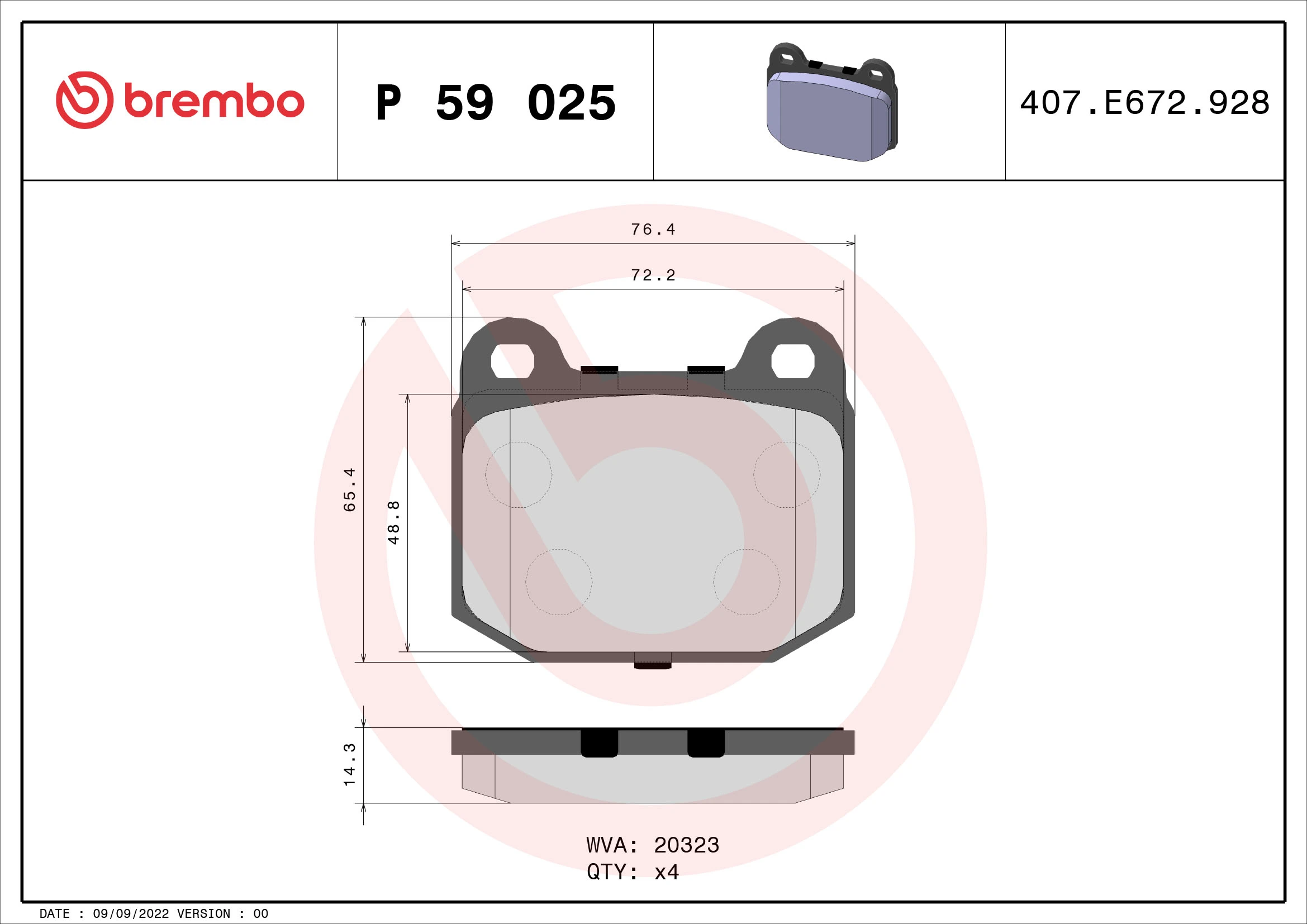 Brake Pad Set, disc brake PRIME LINE P 59 025