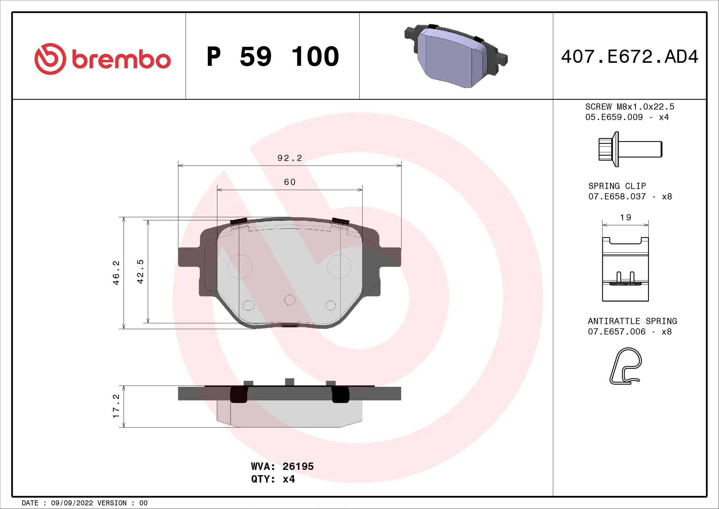 Brake Pad Set, disc brake PRIME LINE P 59 100
