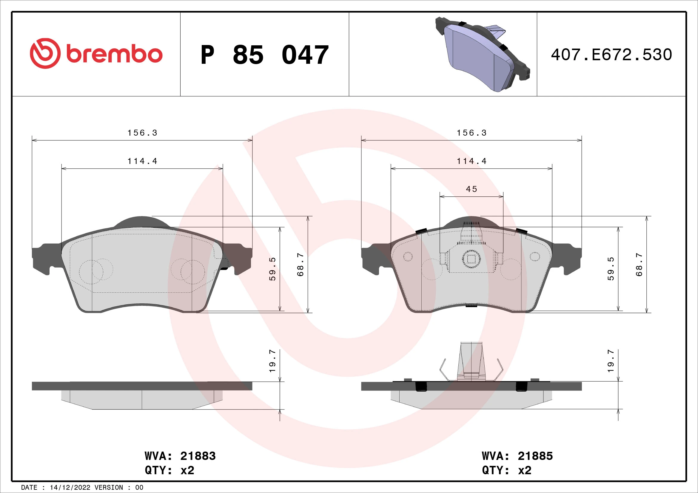 Brake Pad Set, disc brake PRIME LINE P 85 047