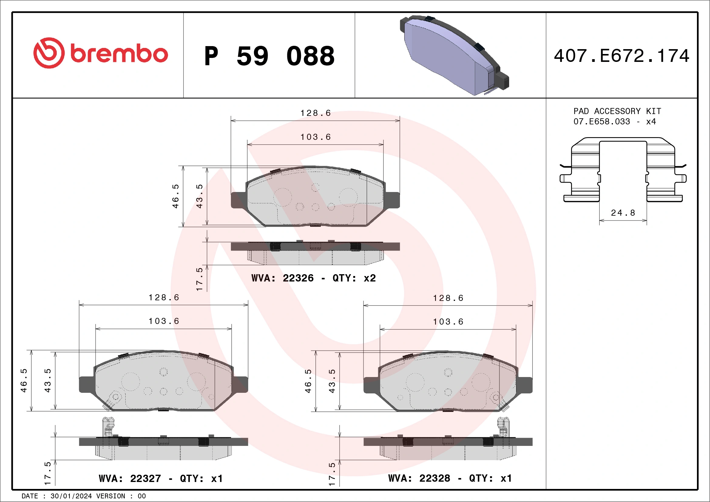 Brake Pad Set, disc brake PRIME LINE P 59 088