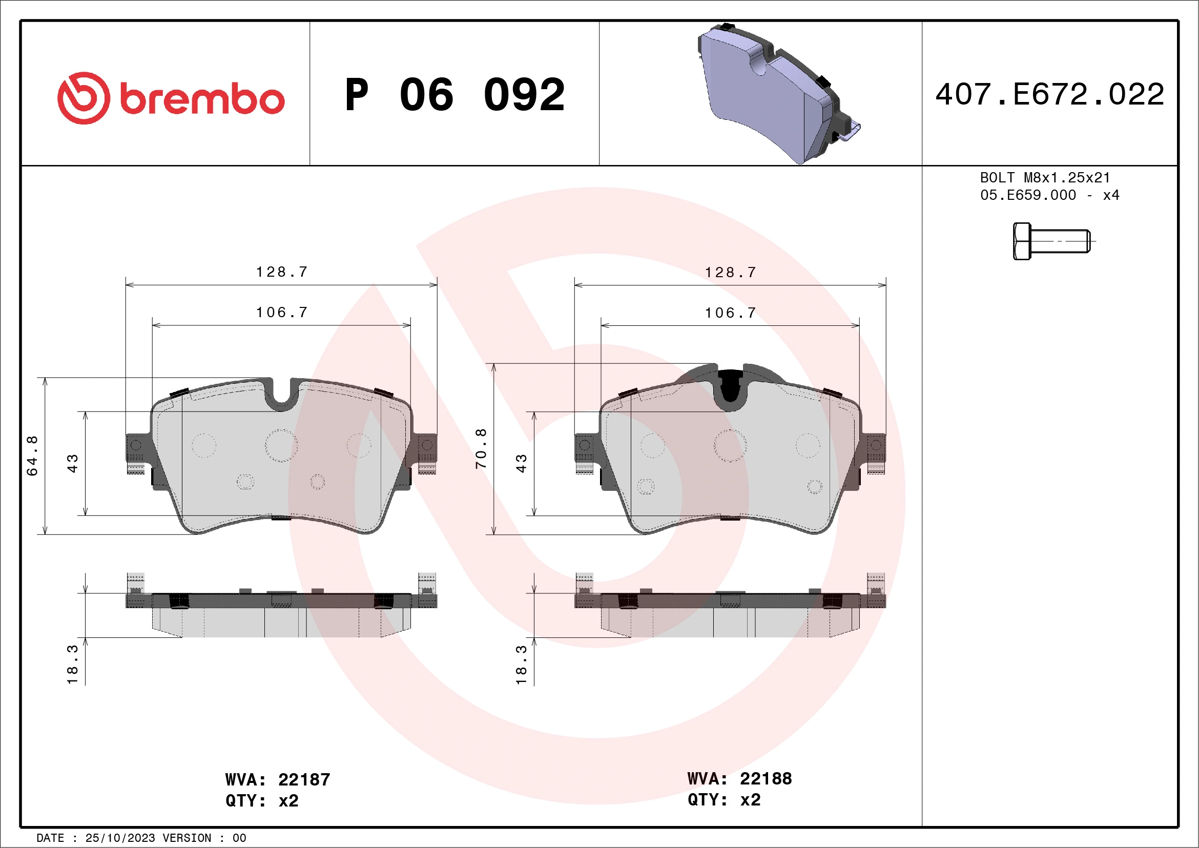 Brake Pad Set, disc brake PRIME LINE P 06 092