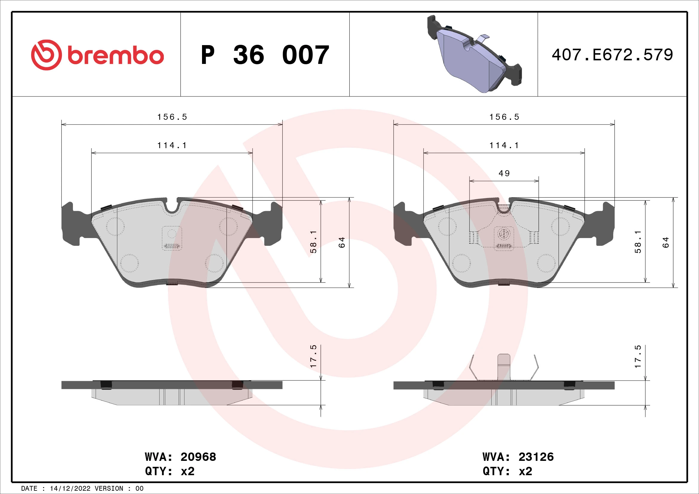 Brake Pad Set, disc brake PRIME LINE P 36 007