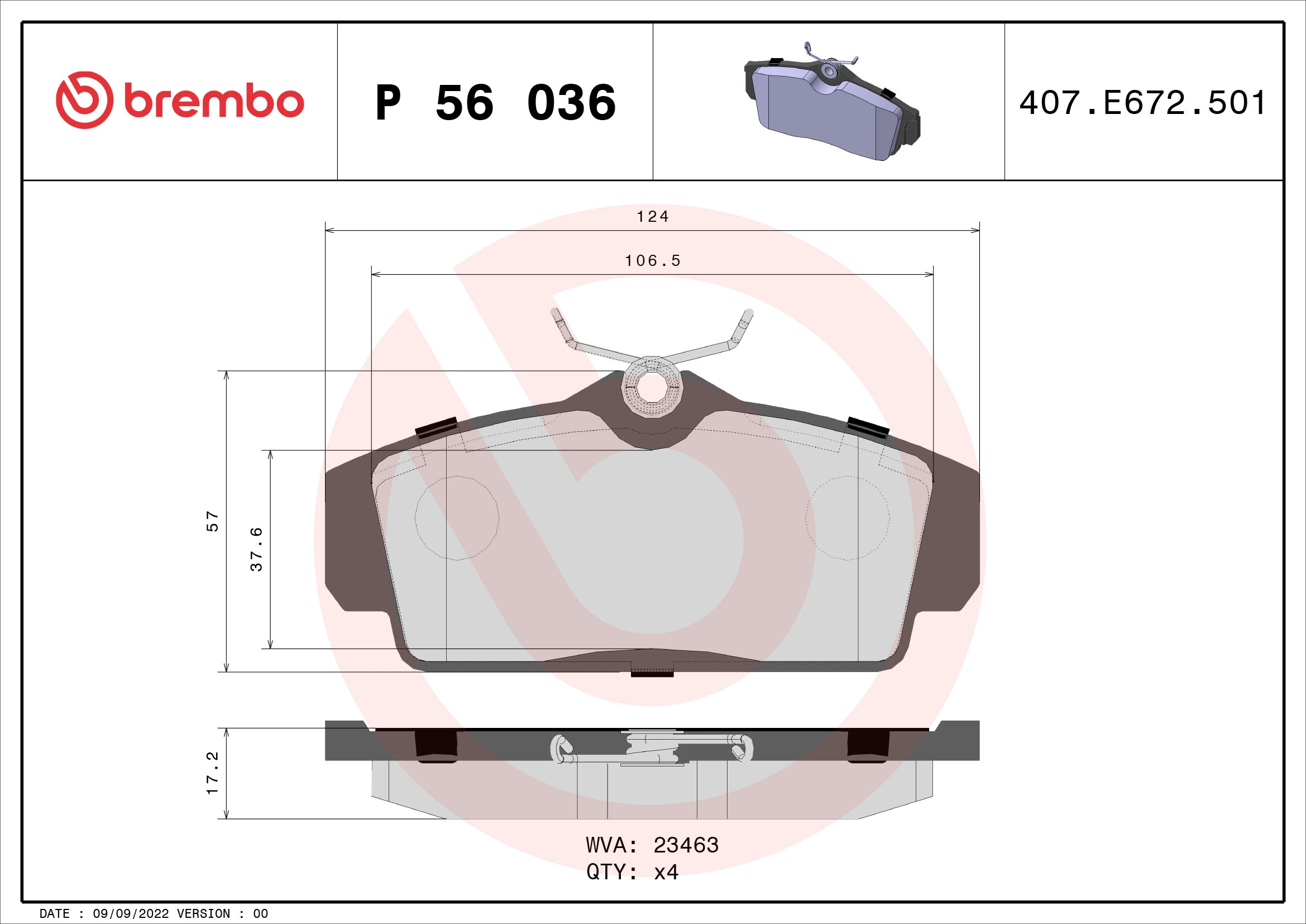 Brake Pad Set, disc brake PRIME LINE P 56 036