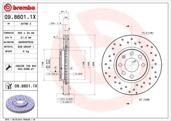 Brake Disc XTRA LINE - Xtra 09.8601.1X