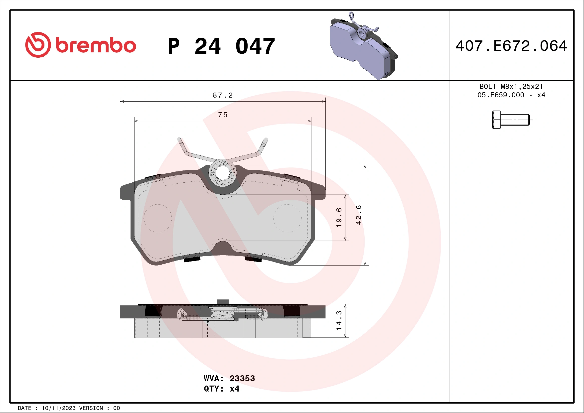 Brake Pad Set, disc brake PRIME LINE P 24 047