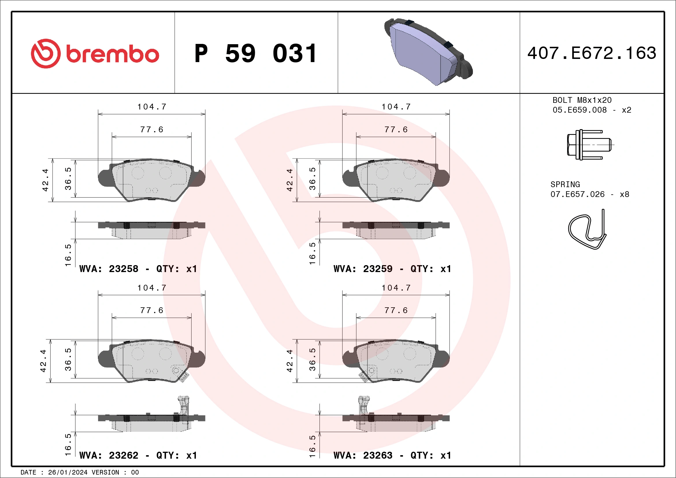Brake Pad Set, disc brake PRIME LINE P 59 031