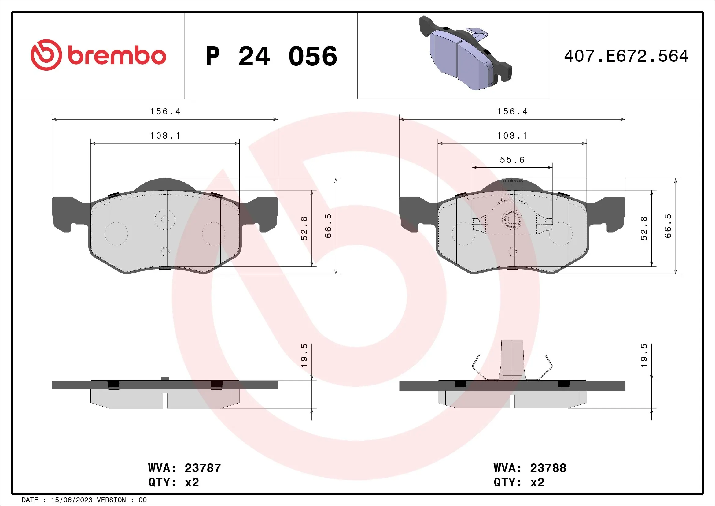 Brake Pad Set, disc brake PRIME LINE P 24 056