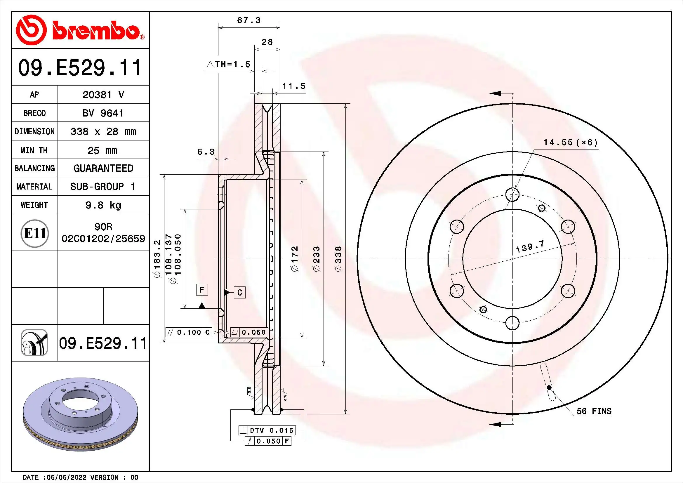 Brake Disc PRIME LINE - UV Coated 09.E529.11
