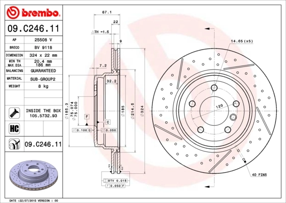 Brake Disc PRIME LINE - UV Coated 09.C246.11