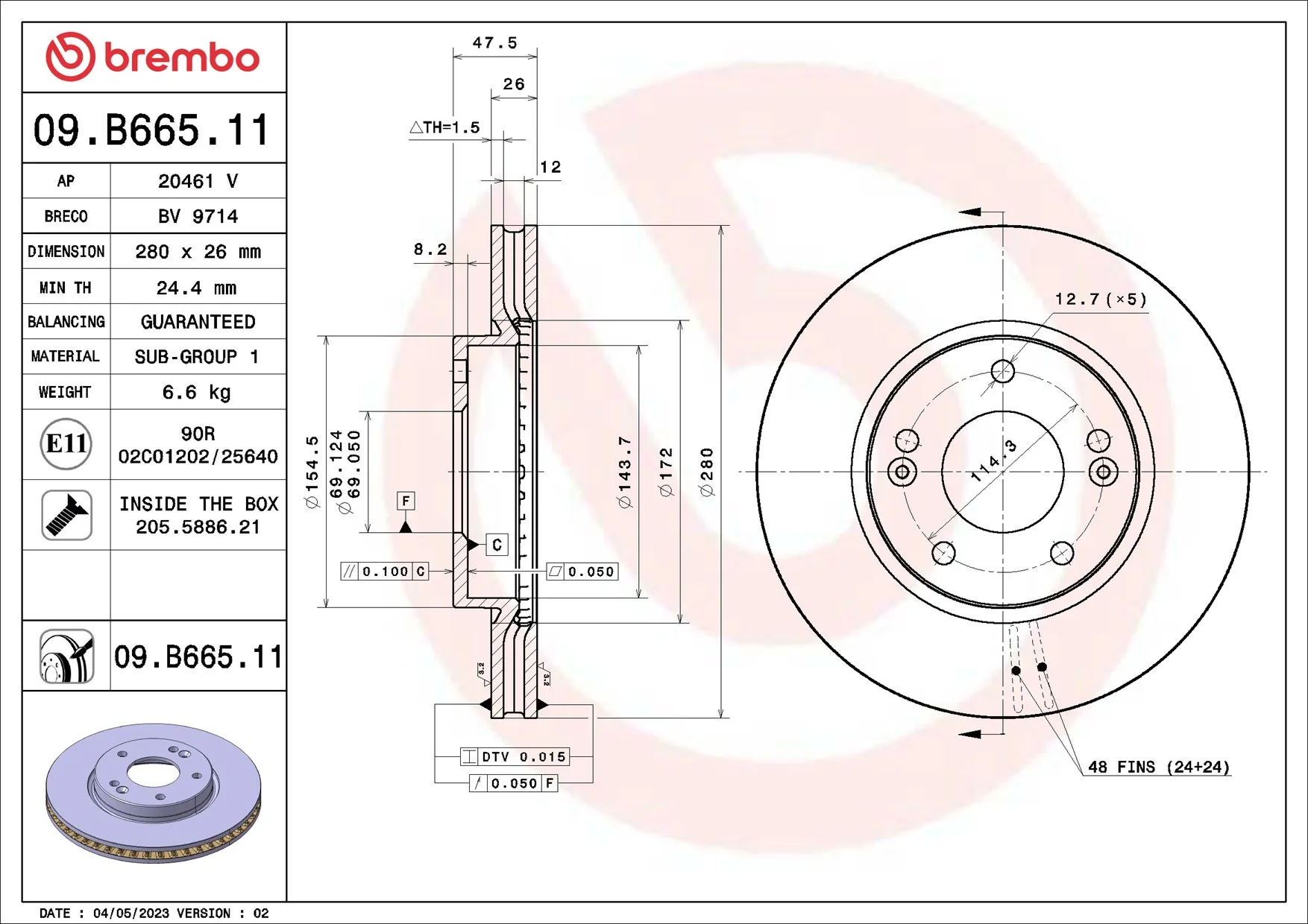 Brake Disc PRIME LINE - UV Coated 09.B665.11