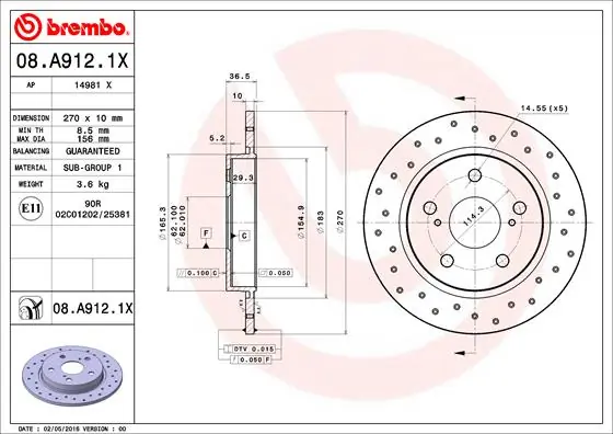 Brake Disc XTRA LINE - Xtra 08.A912.1X