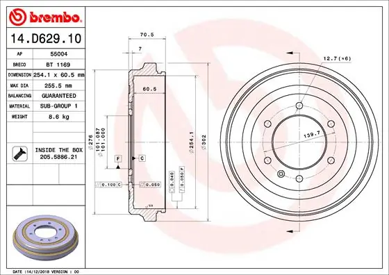 Brake Drum ESSENTIAL LINE 14.D629.10