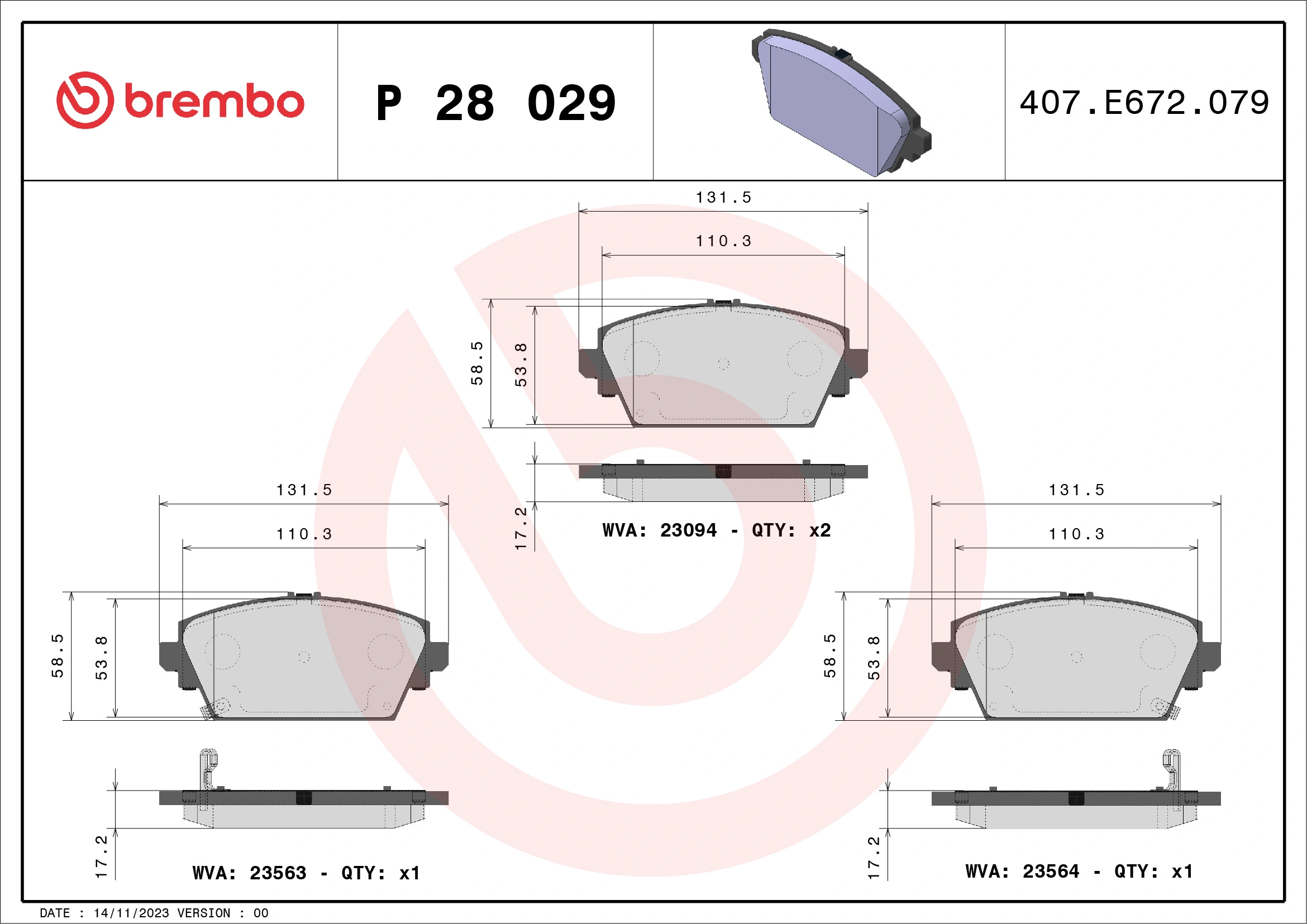 Brake Pad Set, disc brake PRIME LINE P 28 029