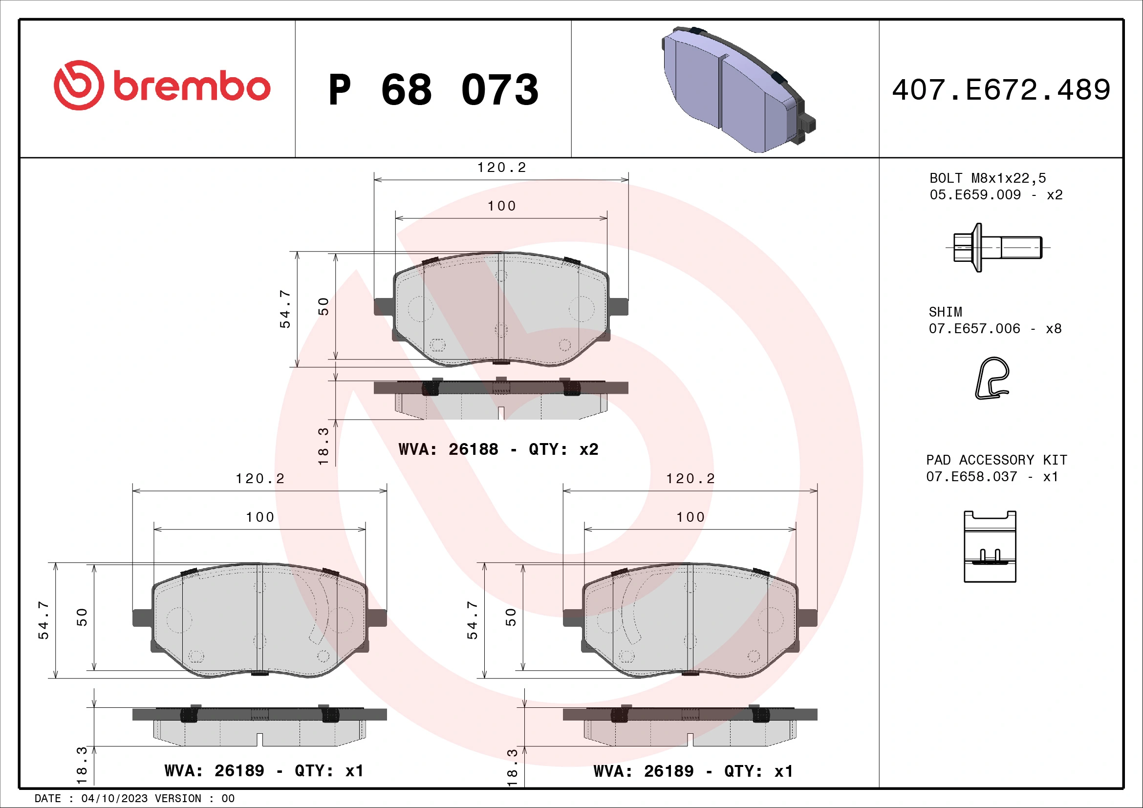 Brake Pad Set, disc brake PRIME LINE P 68 073