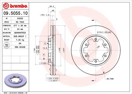 Brake Disc PRIME LINE 09.5055.10
