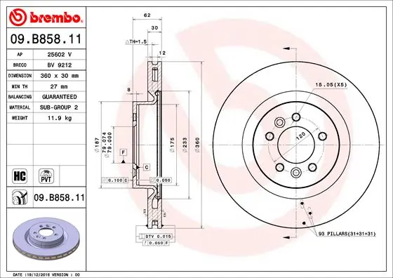 Brake Disc PRIME LINE - UV Coated 09.B858.11