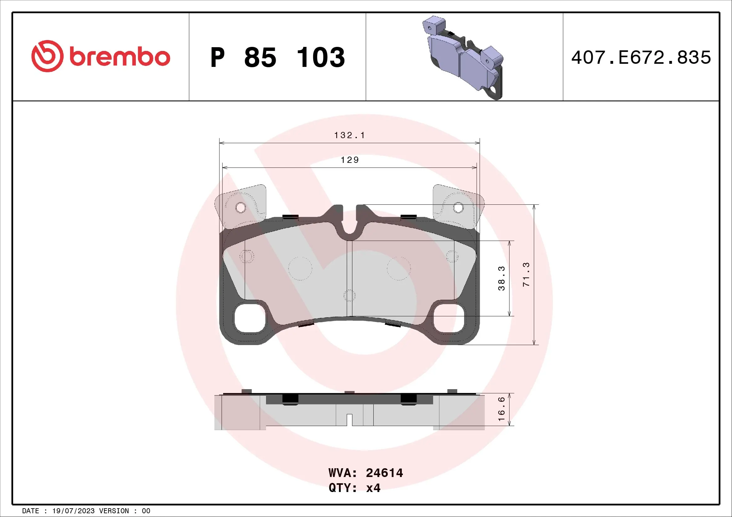 Brake Pad Set, disc brake PRIME LINE P 85 103