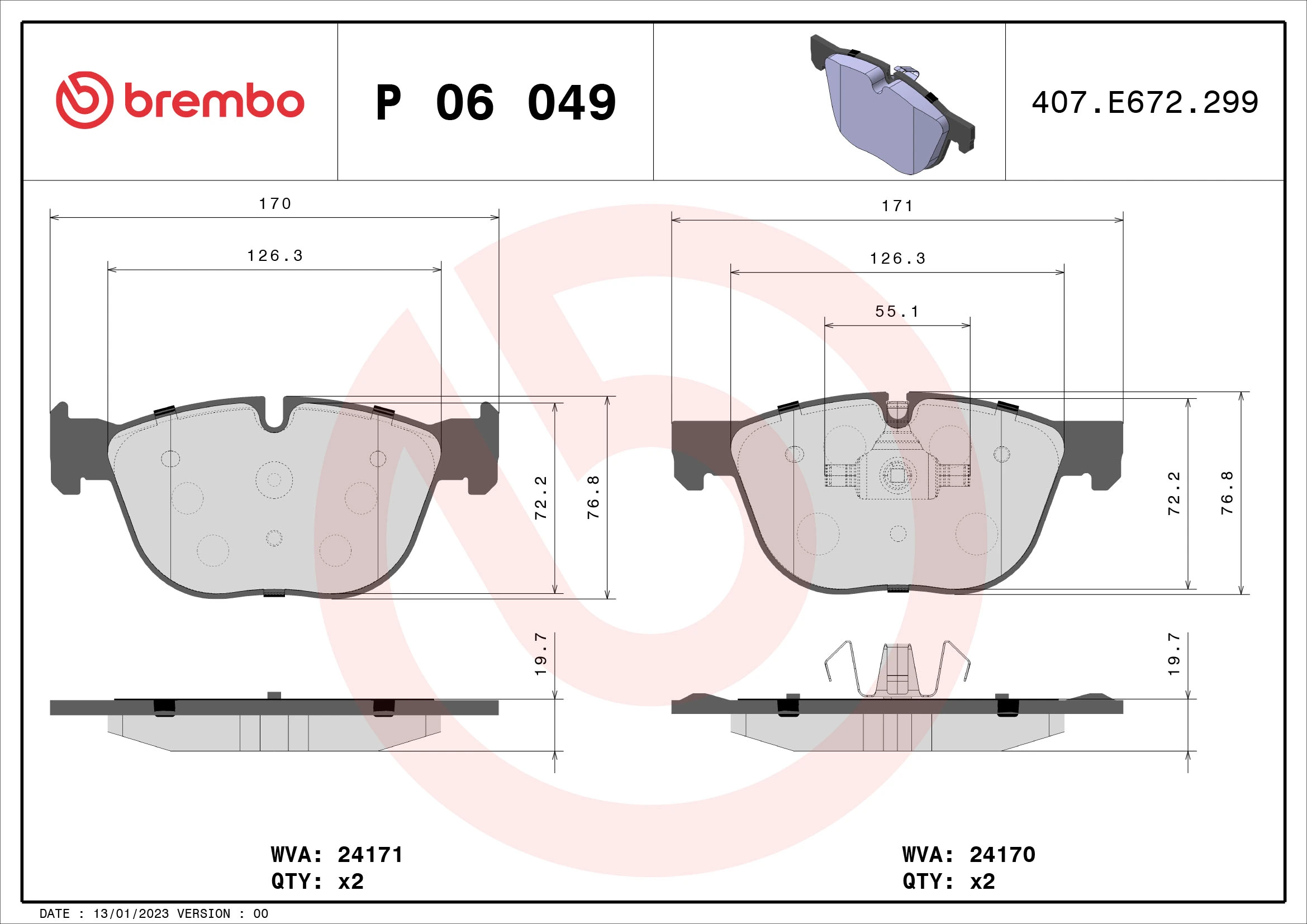 Brake Pad Set, disc brake PRIME LINE P 06 049