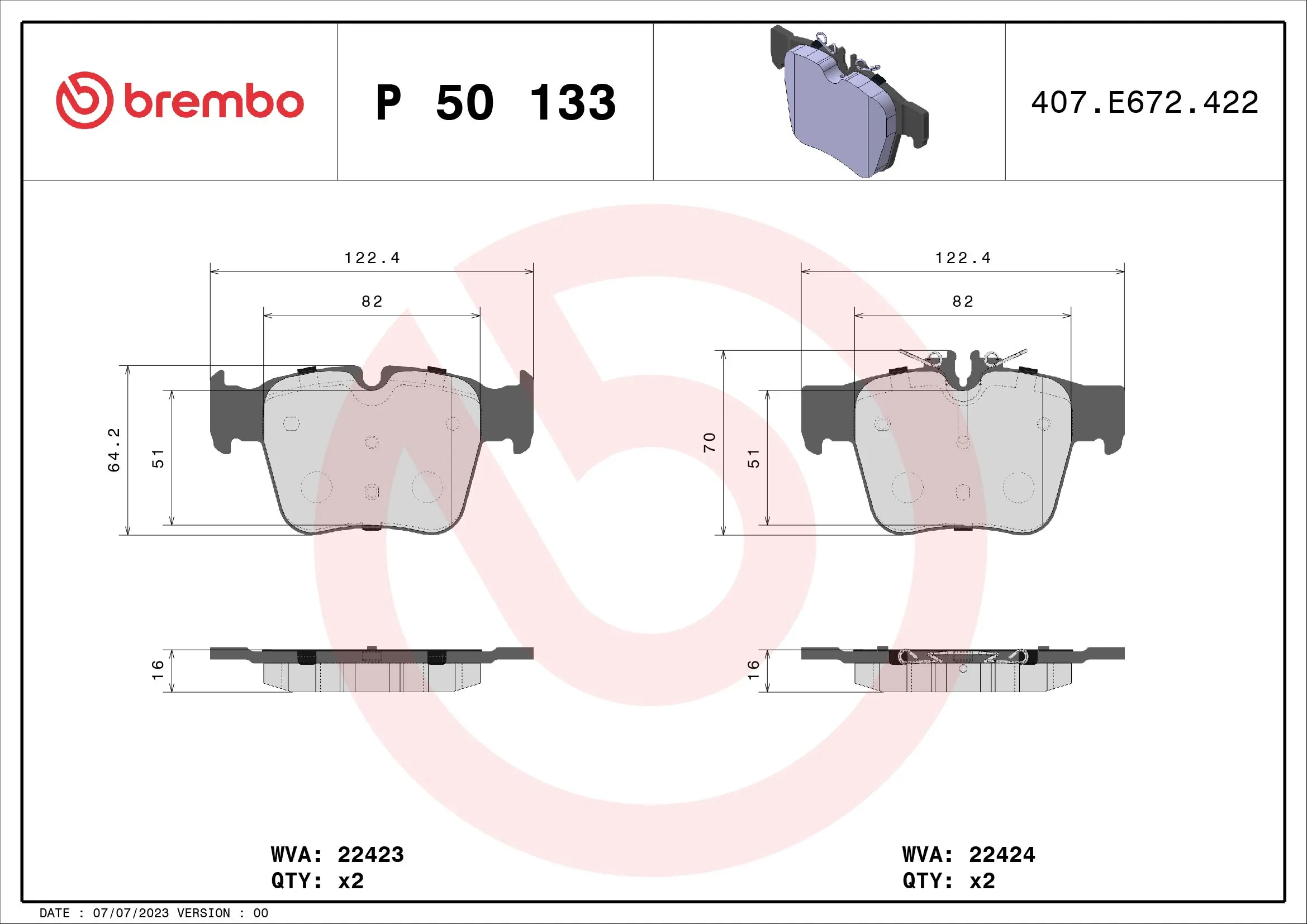 Brake Pad Set, disc brake PRIME LINE P 50 133