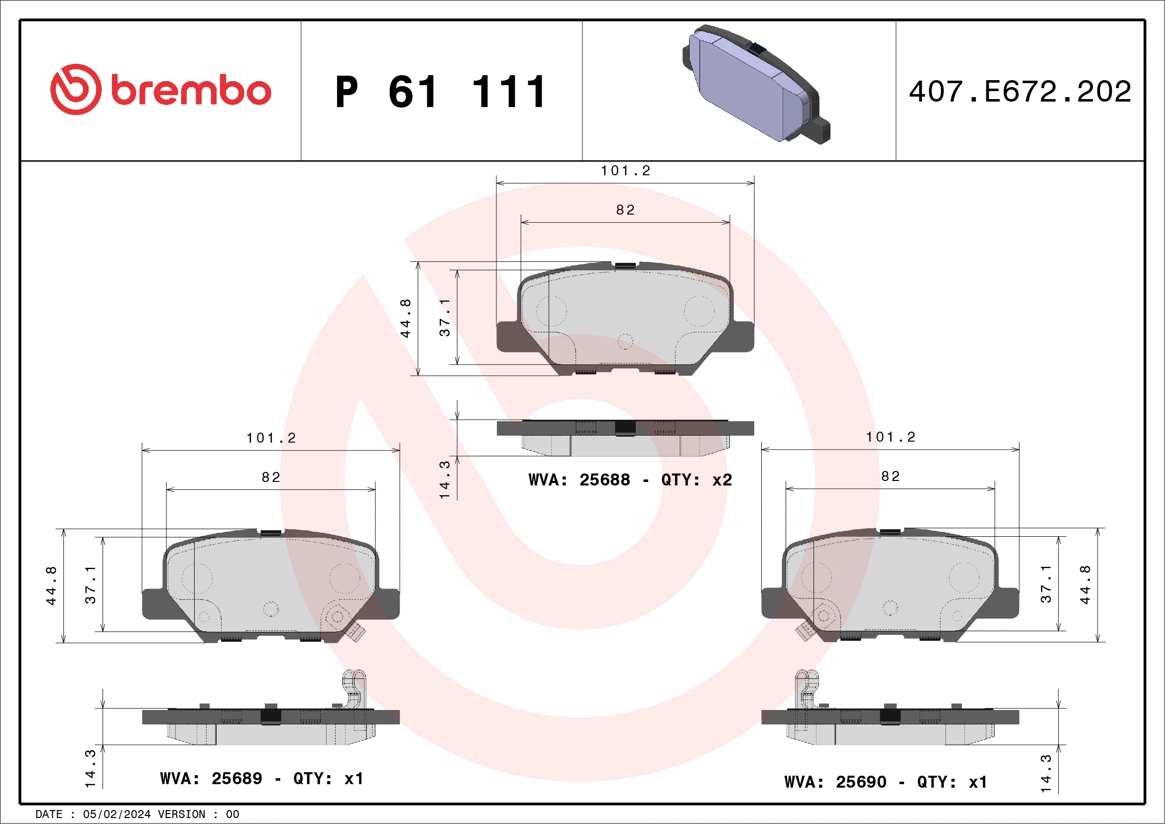 Brake Pad Set, disc brake PRIME LINE P 61 111