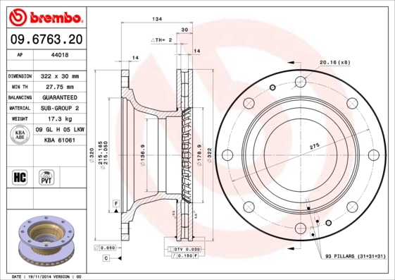 Brake Disc PRIME LINE 09.6763.20