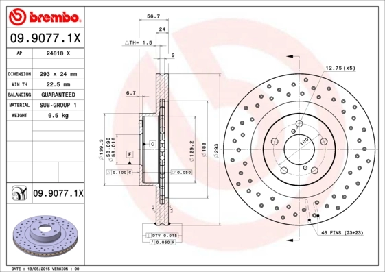 Brake Disc XTRA LINE - Xtra 09.9077.1X