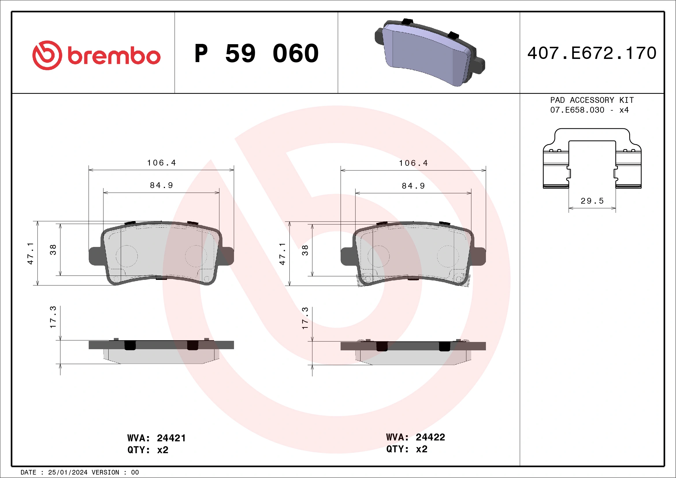 Brake Pad Set, disc brake PRIME LINE P 59 060
