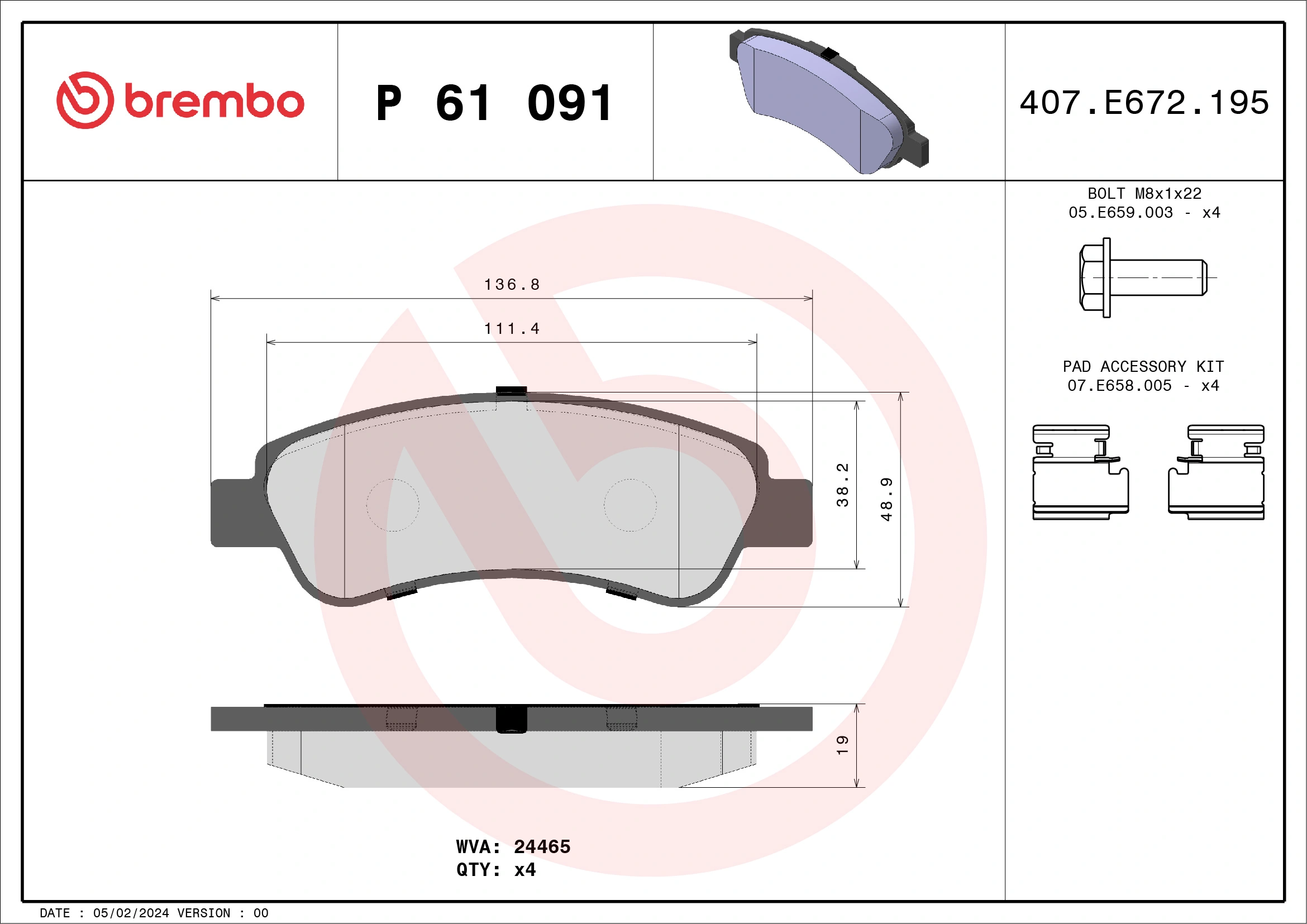 Brake Pad Set, disc brake PRIME LINE P 61 091