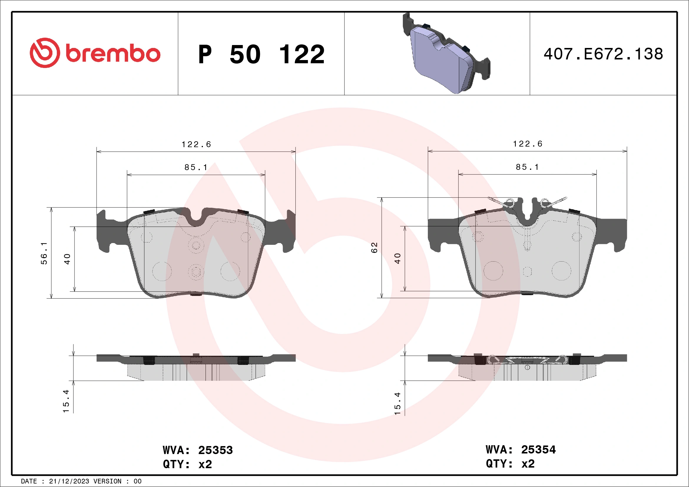 Brake Pad Set, disc brake PRIME LINE P 50 122