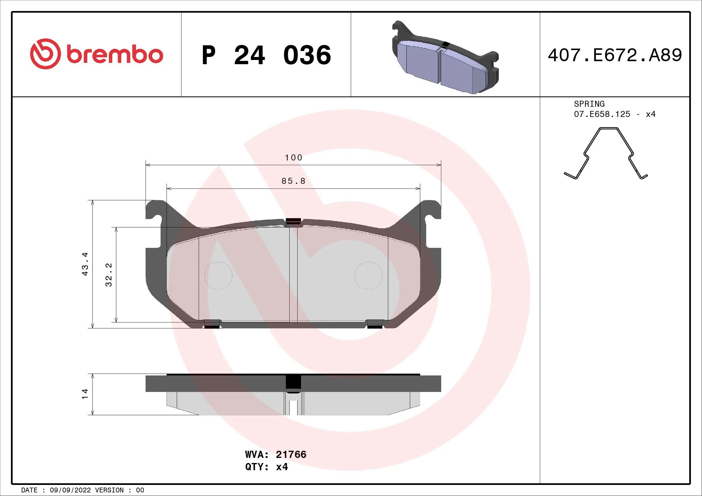 Brake Pad Set, disc brake PRIME LINE P 24 036