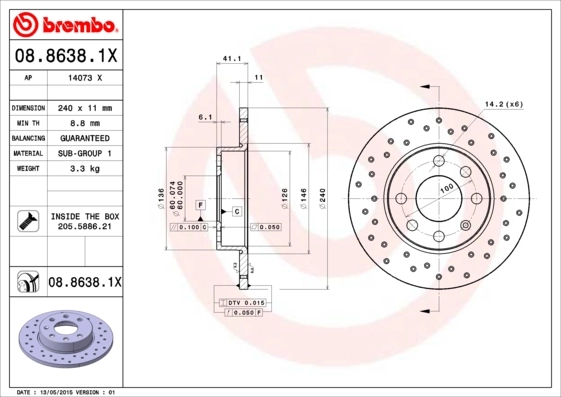 Brake Disc XTRA LINE - Xtra 08.8638.1X