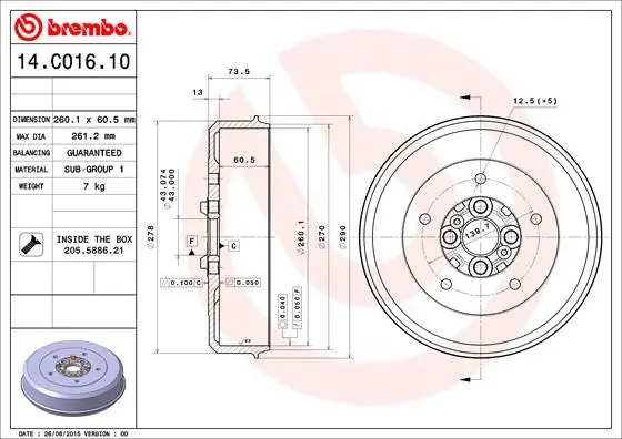 Brake Drum ESSENTIAL LINE 14.C016.10
