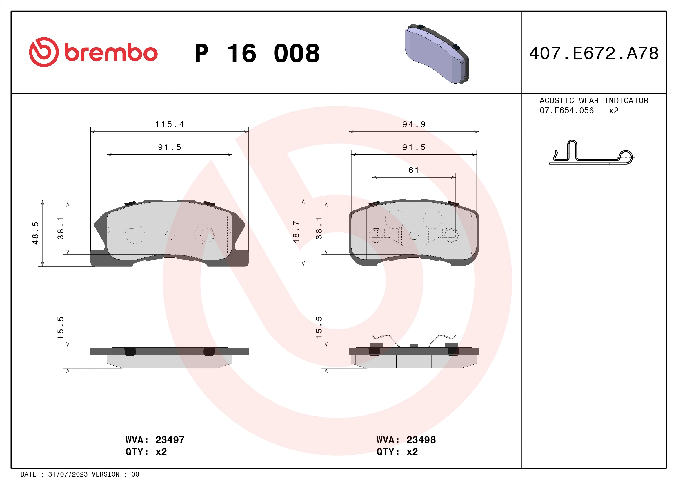 Brake Pad Set, disc brake PRIME LINE P 16 008