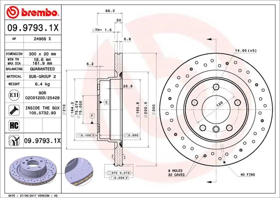 Brake Disc XTRA LINE - Xtra 09.9793.1X