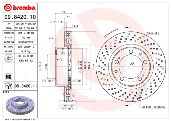 Brake Disc PRIME LINE - UV Coated 09.8420.11