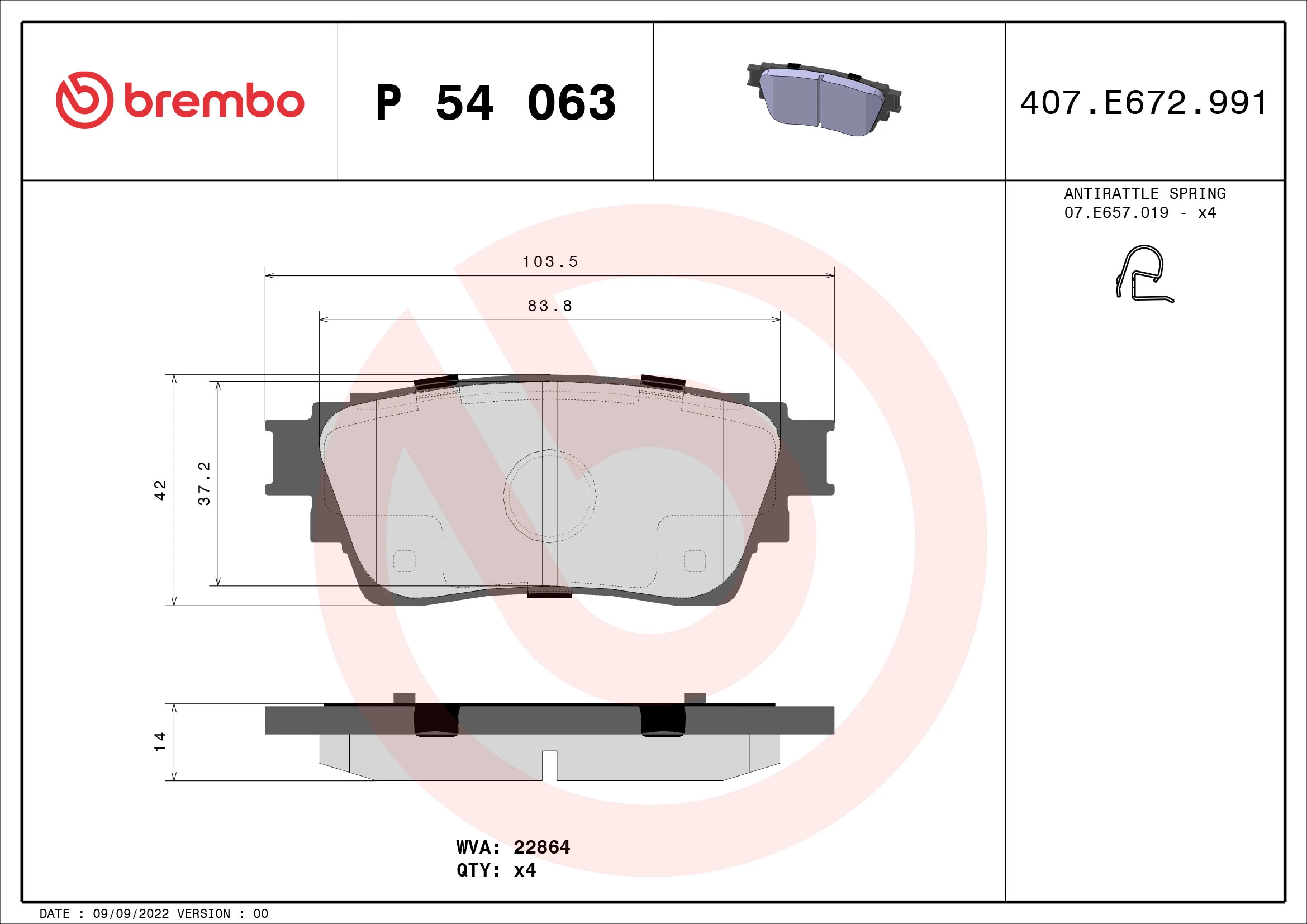 Brake Pad Set, disc brake PRIME LINE P 54 063