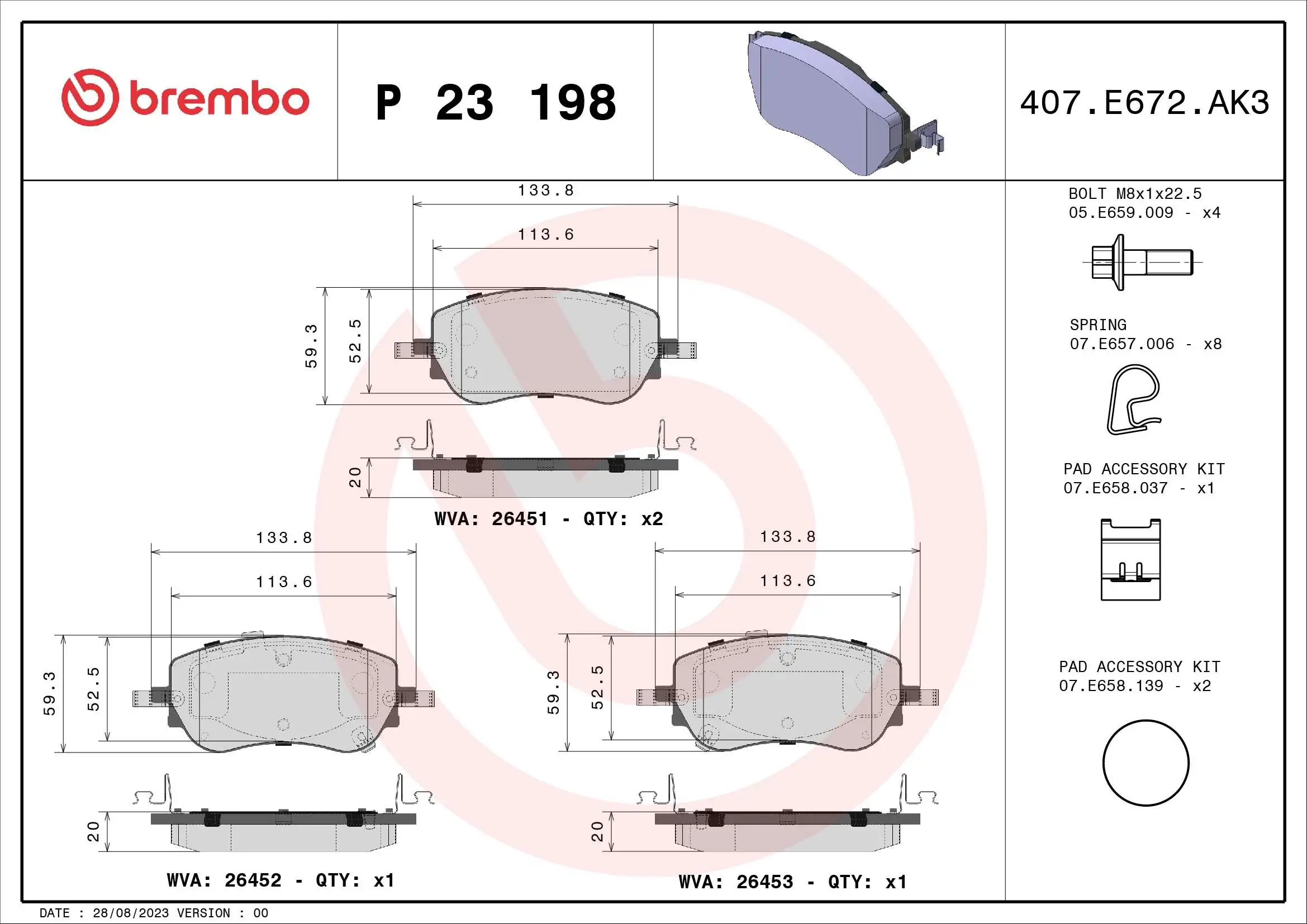 Brake Pad Set, disc brake PRIME LINE P 23 198
