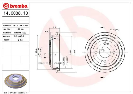 Brake Drum ESSENTIAL LINE 14.C008.10